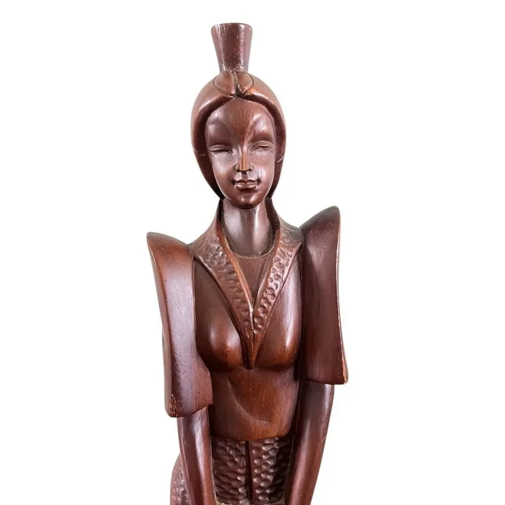 Vintage Hand Carved Wooden Indonesian Woman Goddess Statue
